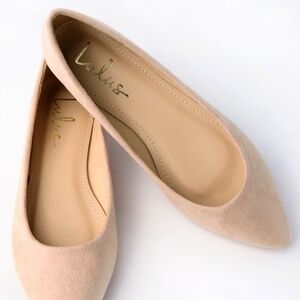 Lulus Holly Light Nude Suede Flats Beige - Size 7.5